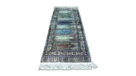 TAPPETO GALLERIA PERSIANO fondo rosa antico, campo suddiviso in otto Mihrab e...