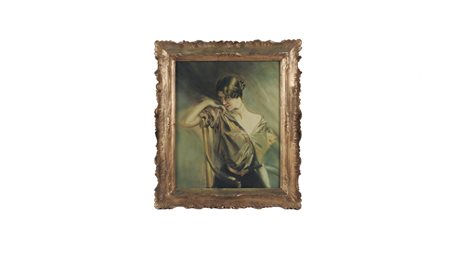 RITRATTO DI DONNA olio su tela applicata a cartoncino, in cornice cm 43x36...