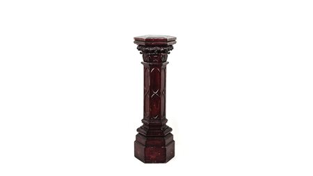 COLONNA PORTAVASI ESAGONALE IN LEGNO DIPINTO CAPITELLO CORINZIO, fusto...
