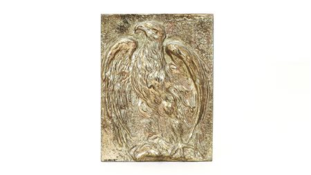 PLACCA A BASSORILIEVO IN BRONZO DORATO raffigurante un'aquila cm 19,5x14,5...