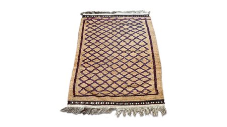 TAPPETO PERSIANO KILIM vecchia manifattura, fondo marrone, campo con motivi...