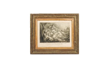 BACCANALE XIX secolo incisione francese, in cornice cm 33x42 BACCHANALIA,...