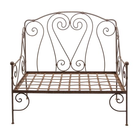 DIVANETTO due posti in ferro. Francia XX secolo Misure: cm 116 x 72 x h 110