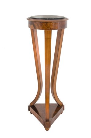 CANTONE tripode stile Impero in noce e radica di noce con piano in marmo...