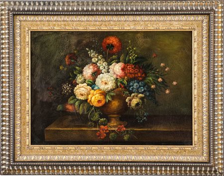 G. MARCHESE OLIO su tela "vaso con fiori" firmato in basso a destra. XIX...
