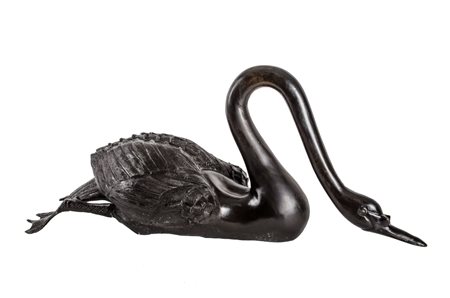 SCULTURA in bronzo, fusione a cera persa raffigurante "cigno". XX secolo...