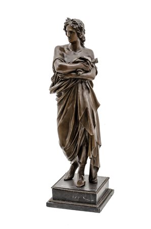 SCULTURA in bronzo, fusione a cera persa raffigurante "figura neoclassica",...