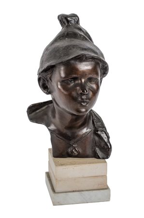 SCULTURA in bronzo, fusione a cera persa "scugnizzo" firmato sul retro, base...