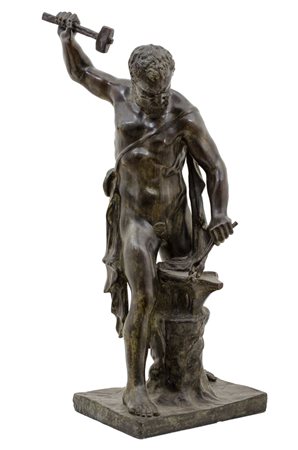 SCULTURA in bronzo, fusione a cera persa raffigurante "Ercole". Primi '900...