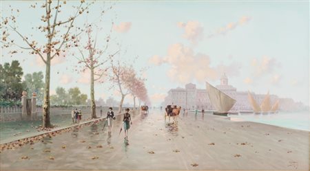 AURELIO CATTI (Palermo 1895 - 1966) OLIO su tela "Palermo in autunno" firmato...