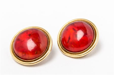 ORECCHINI in oro giallo 18 Kt. ed ambra.