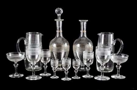 SERVIZIO BICCHIERI in cristallo Baccarat composto da 4 BROCCHE, 2 BOTTIGLIE...