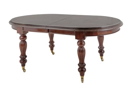 TAVOLO ovale stile Vittoriano in mogano (un prolungo). XX secolo Misure: cm...