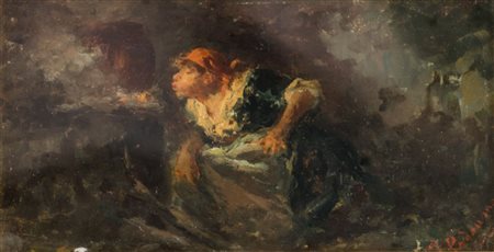 FRANCESCO PADOVANO (Palermo 1842 - 1919) OLIO su tavoletta "figura femminile"...