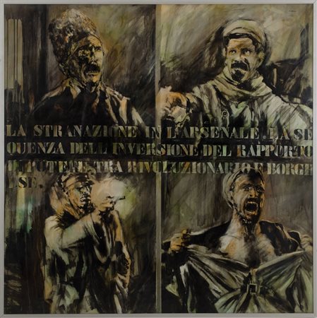 ANDREA CARISI (Forli' 1934) OLIO su tela "Arsenal". Misure: cm 120 x 120