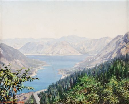 RAIMONDO MIRABELLA (Palermo 1914 - 1979) OLIO su masonite "paesaggio con...