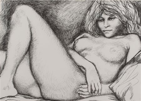 RENATO GUTTUSO (Attr.le) (Bagheria (Pa) 1911 - Roma 1987) LITOGRAFIA "nudo...