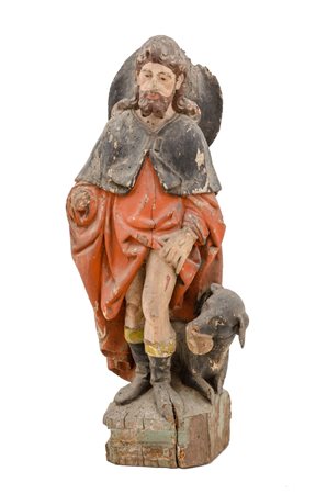 SCULTURA in legno raffigurante "Pastore". Sicilia XVII secolo Misure: h cm 88