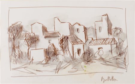 PIETRO BUTTITTA (Palermo 1915 - 1997) TECNICA mista su carta "caseggiato",...