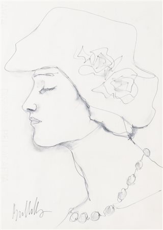 PIETRO BUTTITTA (Palermo 1915 - 1997) DISEGNO su carta "profilo femminile",...
