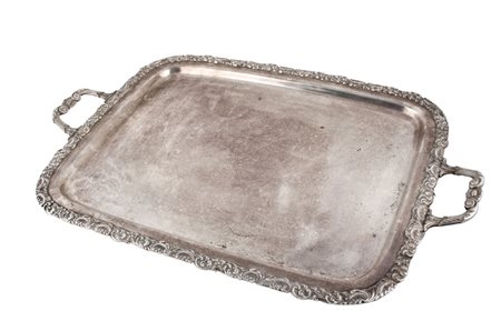 VASSOIO rettangolare in Sheffield con bordo cesellato. Inghilterra XX secolo...