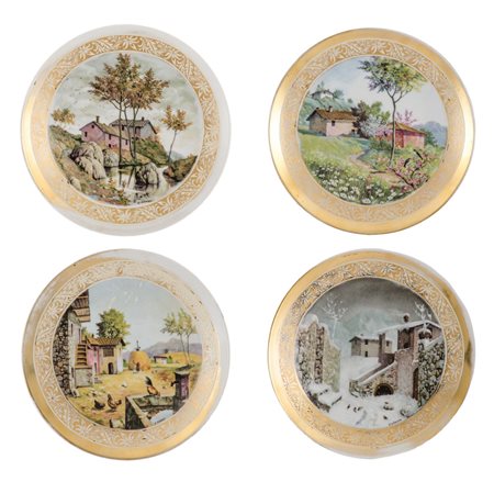 QUATTRO PIATTI in porcellana Bavaria raffiguranti "le stagioni", bordi...