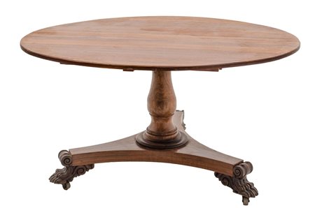 TAVOLO tondo in mogano. Inghilterra periodo Vittoriano XIX secolo Misure:...