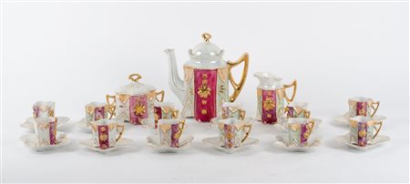 SERVIZIO da caffe' Liberty in porcellana composto da CAFFETTIERA, LATTIERA,...