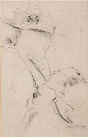 ALESSIO ISSUPOFF (Viatka 1889 - Roma 1957) DISEGNO su carta "gentildonna"....