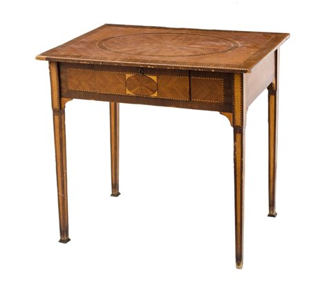 TAVOLINO/SCRITTOIO stile Luigi XVI in noce, bosso e palissandro. Francia fine...
