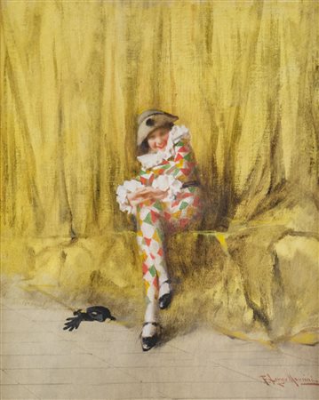 FRANCESCO LONGO MANCINI (Catania 1880 - Roma 1954) OLIO su tela "ballerina...