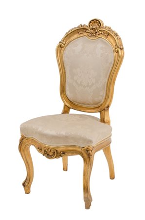 SEDIA Luigi Filippo in legno dorato. XX secolo Misure: h cm 101