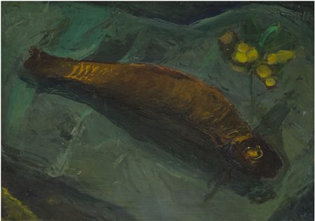 OLIO su tavola raffigurante "natura morta". XX secolo Misure: cm 34 x 25