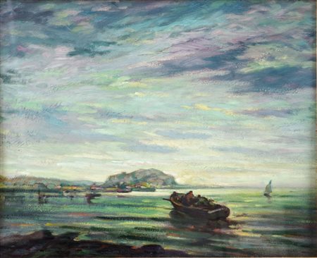 VINCENZO VINCIGUERRA (Caccamo (Pa) 1922) OLIO su tavoletta "Palermo - veduta...