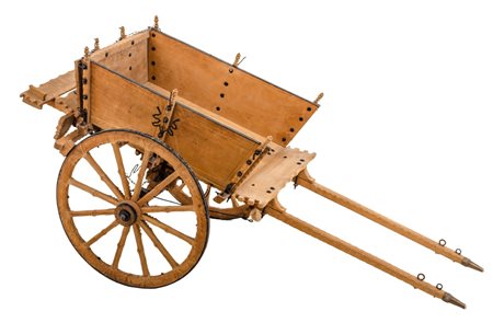 CARRETTO siciliano in legno dipinto. Meta' '900 Misure: cm 134 x 57 x h 60