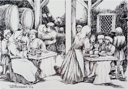 TOTO' BONANNO (Lercara Friddi (Pa) 1928 - Palermo 2002) CHINA su carboncino...