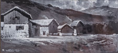 ROCCO LENTINI (Palermo 1858 - Venezia 1943) ACQUARELLO su carta "rifugio...