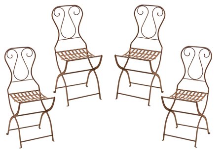QUATTRO SEDIE in ferro. Francia XX secolo Misure: h cm 92