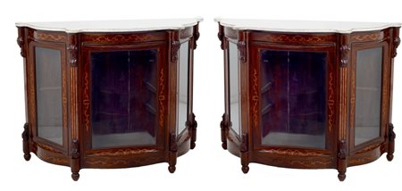 COPPIA ETAGERE Luigi Filippo in palissandro con tarsie in bois de rose, piano...