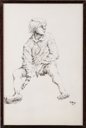 PIPPO MADE' (Palermo 1936) TECNICA mista su carta "ragazzo", firmato in basso...