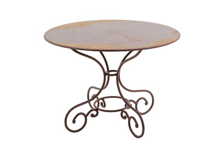 TAVOLO tondo in ferro. Francia XX secolo Misure: diametro cm 100 x h 73
