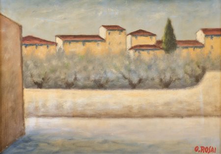 OTTONE ROSAI (Attr.le) (Firenze 1895 - Ivrea 1957) OLIO su tela "paesaggio...