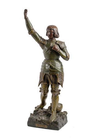 O. RUFFONY (XIX - XX) SCULTURA in antimonio raffigurante "Giovanna d'Arco"....