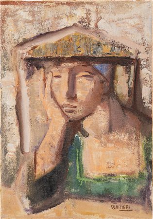 ITALO SQUITIERI (Potenza 1907 - Cortina d'Ampezzo 1994) TECNICA mista su tela...