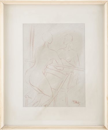 PIPPO MADE' (Palermo 1936) DISEGNO su carta "allo specchio", firmato in basso...