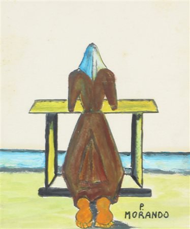 Morando Pietro Senza titolo tecnica mista su carta, cm. 18,5x16 firmato in...