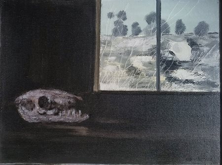 Banchieri Giuseppe Finestra, 1967 olio su tela, cm. 30x40 firmato e datato in...