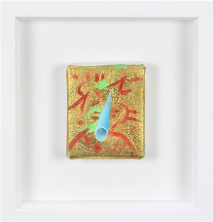 Di Leo Mario Senza titolo, 1998 olio su tela, cm. 7x6 firmato al retro,...