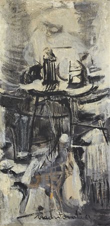 Mantonati Senza titolo, 1963 olio su tela, cm. 50x25 firmato e datato in...