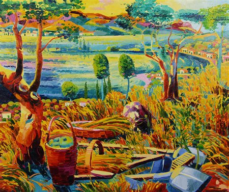 Faccincani Athos Il Sole Forte nell'Ora Prima dell'Ave Maria olio su tela,...